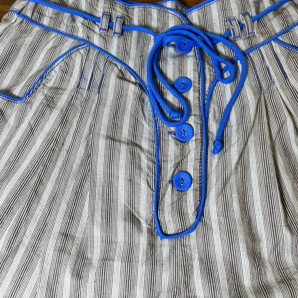 Free People Sunday Stroll Shorts XS Blue Trim Striped Boho Pull On - Picture 5 of 7